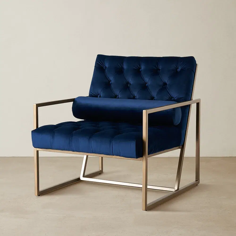 Elliot Navy Blue Velvet Occasional Chair 
