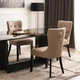 Viktor Cream Vegan Leather Dining Chair - Lionhead Pull
