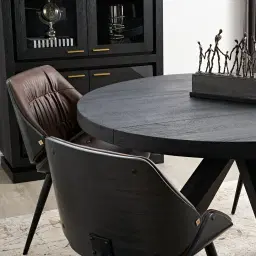 Emmett Black Mango Wood Round Dining Table 