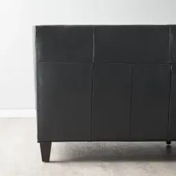 Russell Black Leather 3-Seater Sofa 