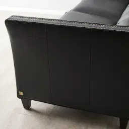 Russell Black Leather 3-Seater Sofa 