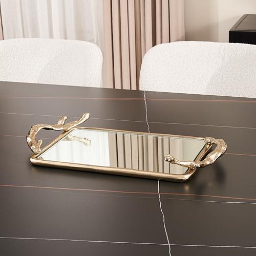 Golden Branch Mirror Tray