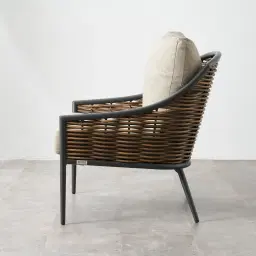 Lucia Warm Beige Outdoor Chair - Charcoal Frame