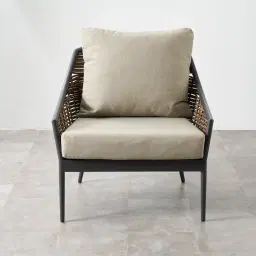 Lucia Warm Beige Outdoor Chair - Charcoal Frame