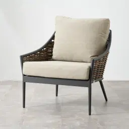Lucia Warm Beige Outdoor Chair - Charcoal Frame