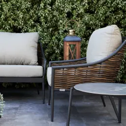 Lucia Warm Beige Outdoor Chair - Charcoal Frame