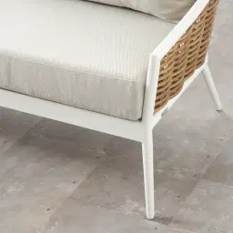Lucia Cream 2-Seater Outdoor Sofa -White Frame