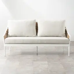 Lucia Cream 2-Seater Outdoor Sofa -White Frame