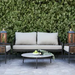 Lucia Warm Beige 2-Seater Outdoor Sofa - Charcoal Frame