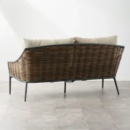 Lucia Warm Beige 2-Seater Outdoor Sofa - Charcoal Frame