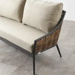 Lucia Warm Beige 2-Seater Outdoor Sofa - Charcoal Frame