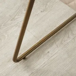 Quinn Sand Beige Vegan Leather Dining Chair - Brass Colour Legs