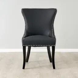 Camille II Black Vegan Leather Dining Chair 