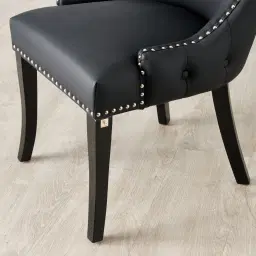 Camille II Black Vegan Leather Dining Chair 