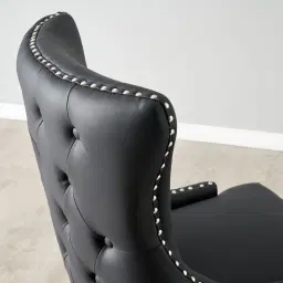 Camille II Black Vegan Leather Dining Chair 
