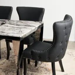 Camille II Black Vegan Leather Dining Chair 