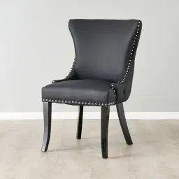 Camille II Black Vegan Leather Dining Chair 