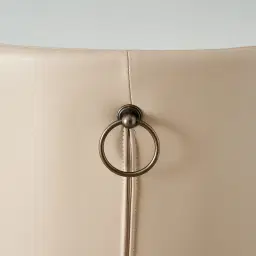 Quinn Sand Beige Vegan Leather Bar Stool  - Brass Colour Legs