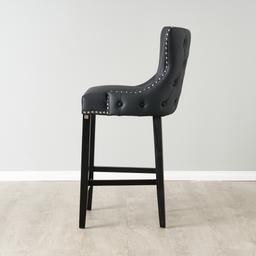 Camille II Black Vegan Leather Bar Stool 