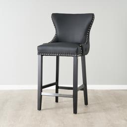 Camille II Black Vegan Leather Bar Stool 