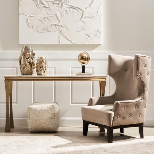 Berdine Beige Velvet Occasional Chair