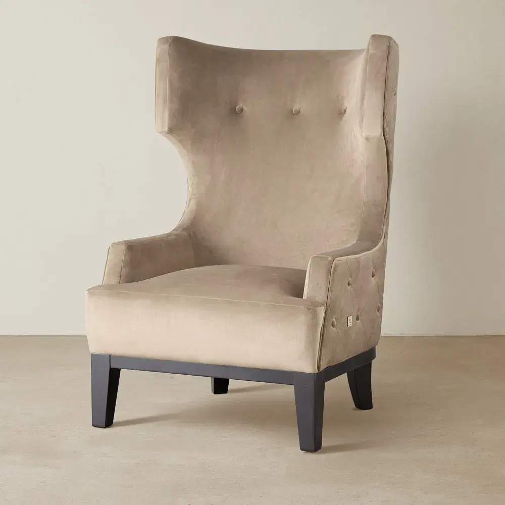 Berdine Beige Velvet Occasional Chair