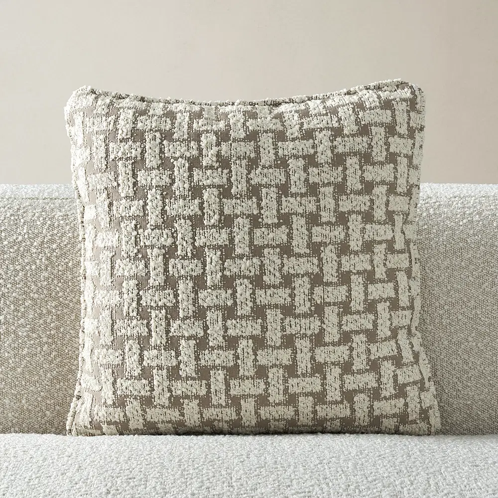 Arlo Light Grey and Cream Boucle Cushion