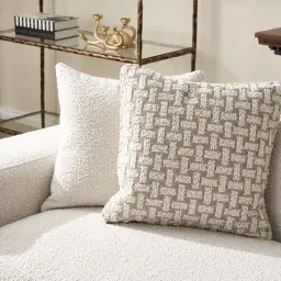 Arlo Light Grey and Cream Boucle Cushion