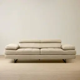 Lennox Almond Cream Leather 3-Seater Sofa