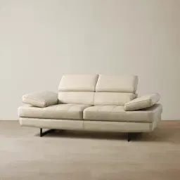 Lennox Almond Cream Leather 2-Seater Sofa