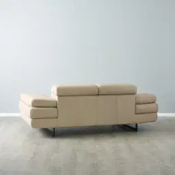 Lennox Almond Cream Leather 2-Seater Sofa