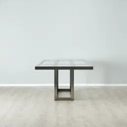 Titus Black Nickel Dining Table - Glass Top