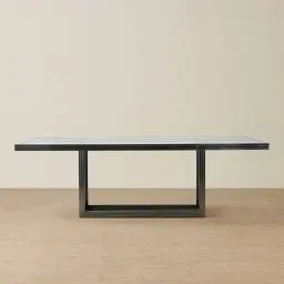 Titus Black Nickel Dining Table - Glass Top