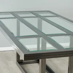 Titus Black Nickel Dining Table - Glass Top