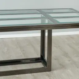 Titus Black Nickel Dining Table - Glass Top