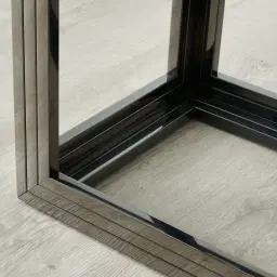 Titus Black Nickel Dining Table - Glass Top