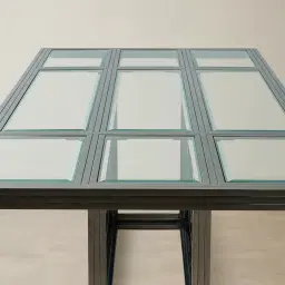 Titus Black Nickel Dining Table - Glass Top