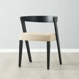 Franco Beige Linen Chair with Black Beech Wood Legs