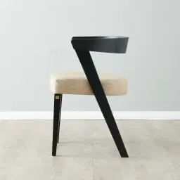 Franco Beige Linen Chair with Black Beech Wood Legs