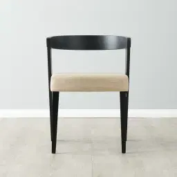 Franco Beige Linen Chair with Black Beech Wood Legs