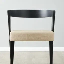 Franco Beige Linen Chair with Black Beech Wood Legs