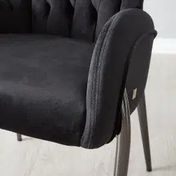 Henry Black Velvet Dining Chair - Black Nickel Legs