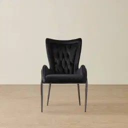 Henry Black Velvet Dining Chair - Black Nickel Legs