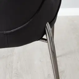 Henry Black Velvet Dining Chair - Black Nickel Legs
