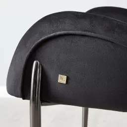 Henry Black Velvet Dining Chair - Black Nickel Legs