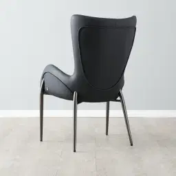 Henry Black Vegan Leather Dining Chair - Black Nickel Legs