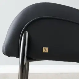 Henry Black Vegan Leather Dining Chair - Black Nickel Legs