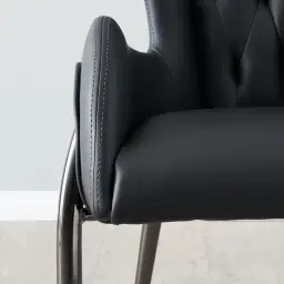 Henry Black Vegan Leather Dining Chair - Black Nickel Legs