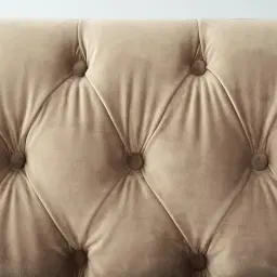 Vogue Beige Velvet 3 Seater Sofa 