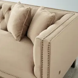 Vogue Beige Velvet 3 Seater Sofa 